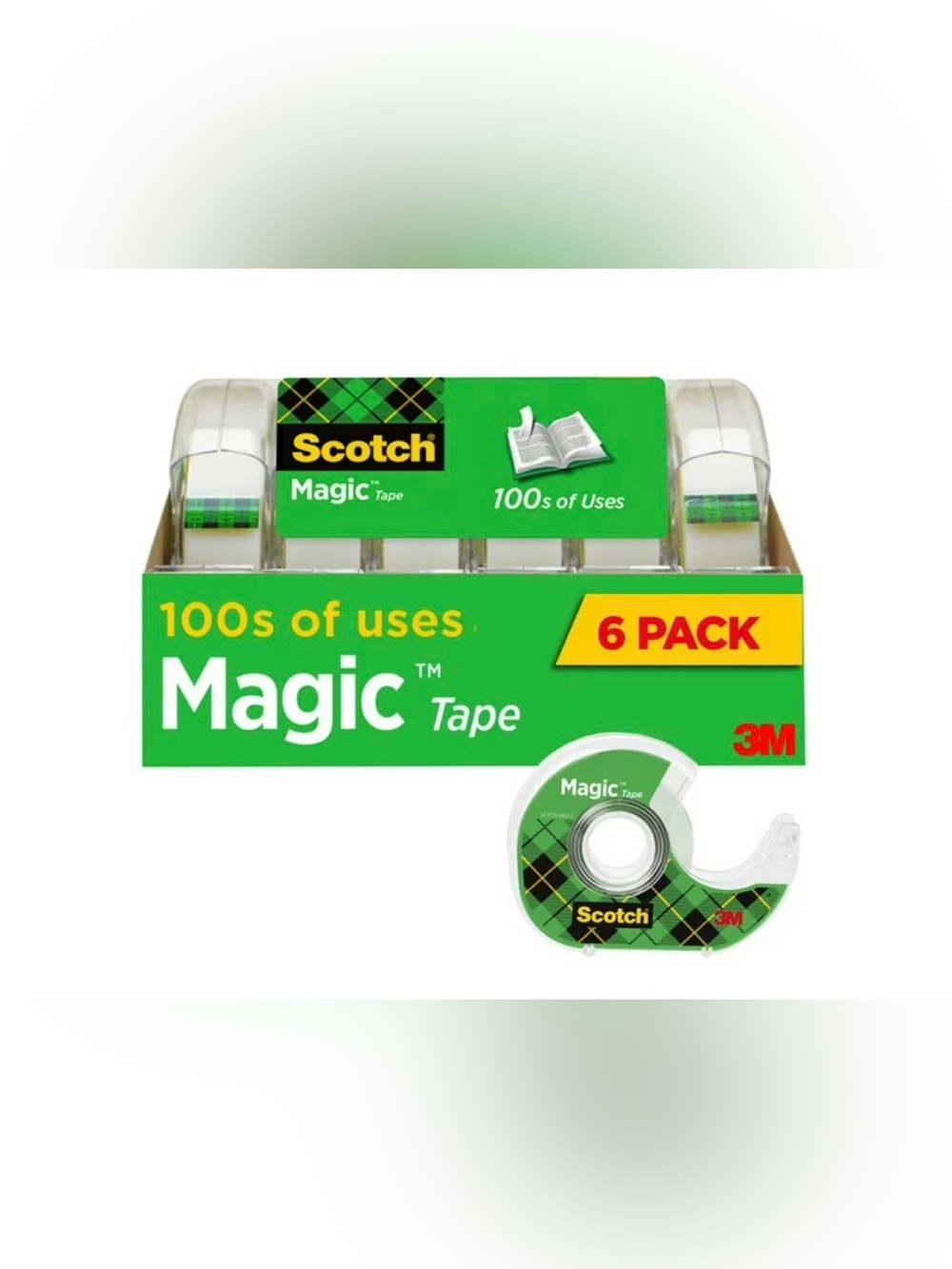 Scotch Magic Tape Dispensers, 3/4 in. x 650 in., 6 Dispensers